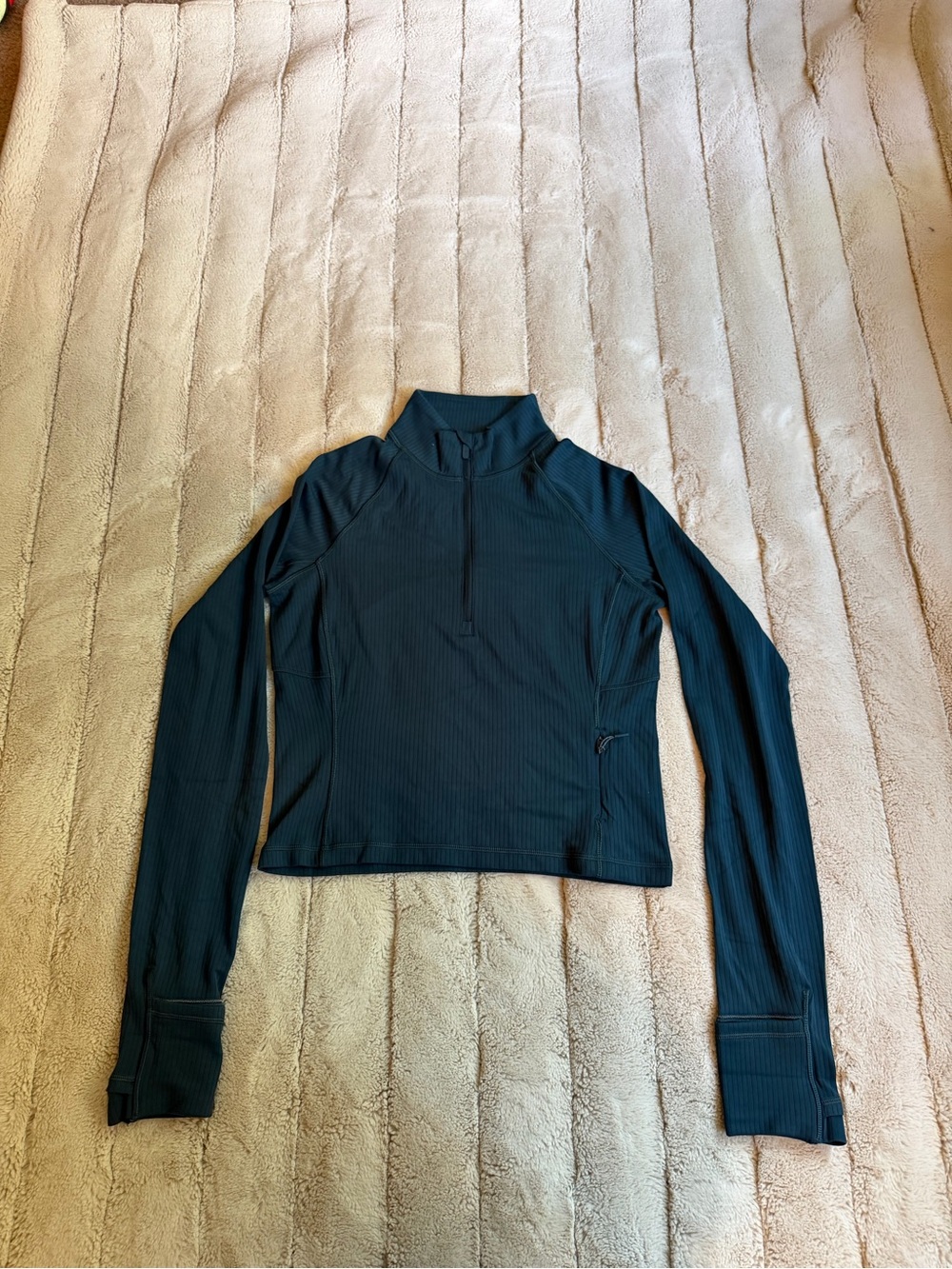 🥳 *SALE* lululemon It’s Rulu Ribbed Cropped 1/2 Zip, Indochine Blue, Size Small